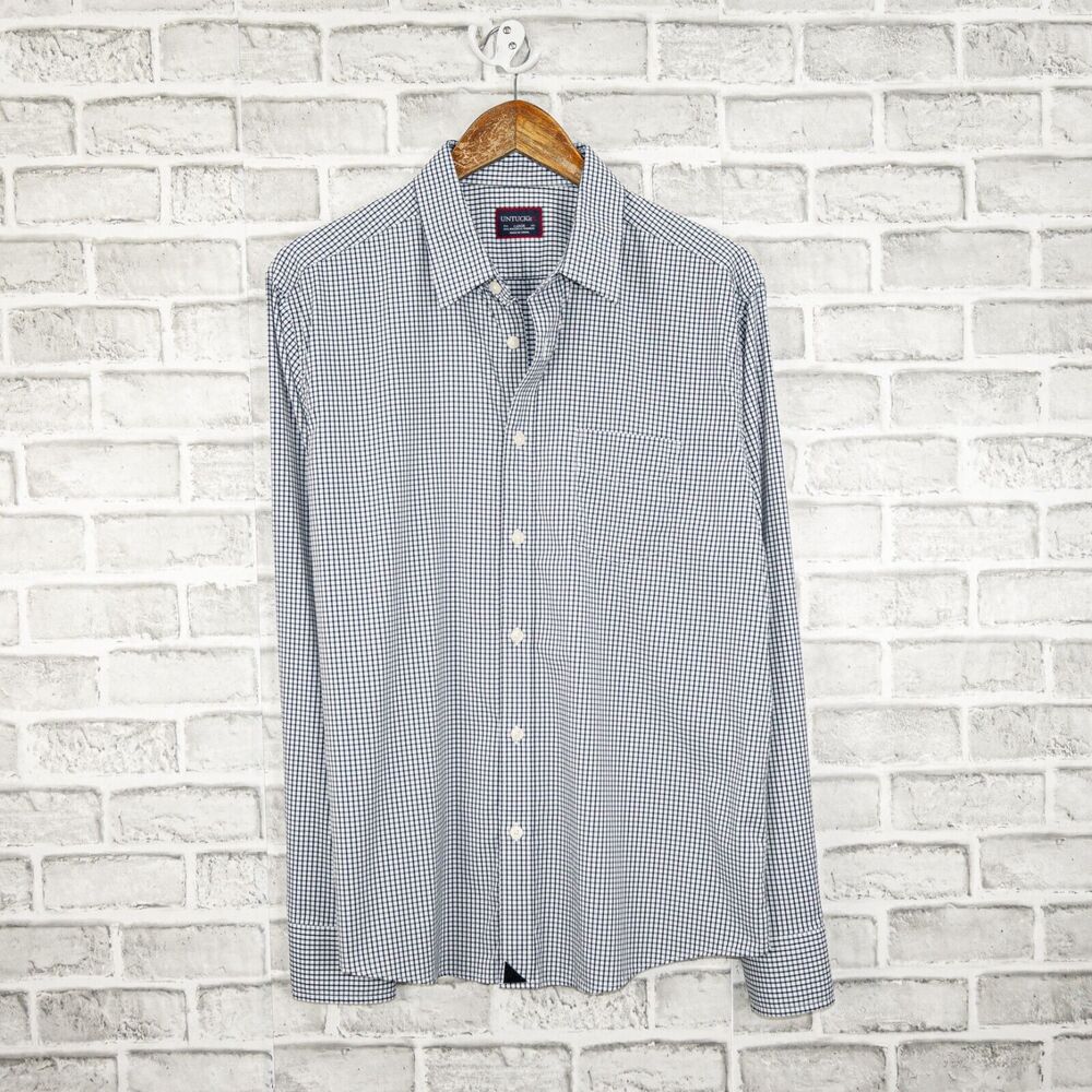 UNTUCKit Men's Long Sleeve Button up Shirt Grid Check Size Large